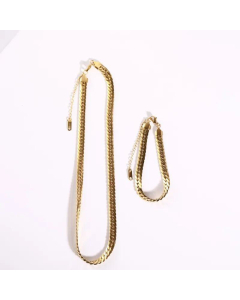 Fashion Gold Color Link Chain Set Titanium Steel Necklace Flat Snake Chain Bracelet