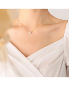 French Titanium Steel Single Diamond Clavicle Chain Zircon Necklace