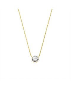 French Titanium Steel Single Diamond Clavicle Chain Zircon Necklace_colorza_4