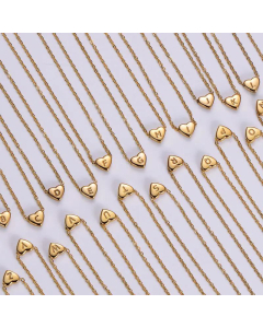 Stainless Steel Plating 18K Gold Exquisite Heart-Shaped Letter Pendant Necklace