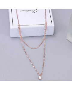 Fashion Double Layer Simple Star Glitter Chain Six Claw Zircon Titanium Steel Necklace
