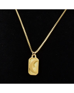 Retro European And American Fashion Moon Square Pendant Titanium Steel Necklace