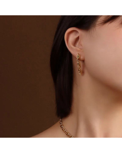 European And American Roll Thick Chain Necklace Titanium Steel Earrings Bracelet