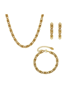 European And American Roll Thick Chain Necklace Titanium Steel Earrings Bracelet_colorza_4