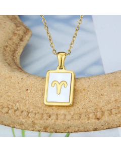 New Titanium Steel Square Shell Twelve Constellation Necklace Wholesale