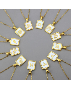 New Titanium Steel Square Shell Twelve Constellation Necklace Wholesale