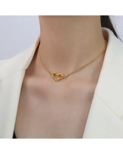 Korean Fashion Titanium Steel 18K Gold Heart-Shaped Necklace Jewelry