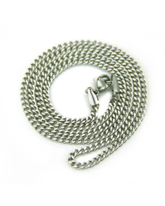 European And American Men Stainless Steel Fine Vacuum Plating Cuban Gold Necklace-01-Steel Color