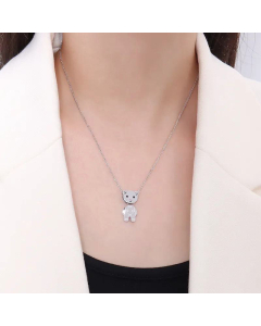 Fashion Titanium Steel Plated 18K Gold Necklace Bear Pendant Necklace Clavicle Chain