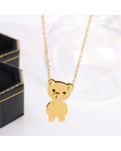Fashion Titanium Steel Plated 18K Gold Necklace Bear Pendant Necklace Clavicle Chain Jewelry