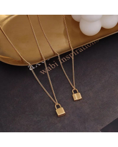 Simple Jewelry Lock Pendant Necklace Titanium Steel 18K Gold Plated Jewelry