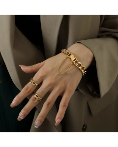 European And American Exaggerated Thick Chain Bracelet Necklace Jewelry Set