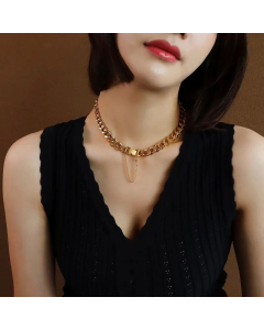 European And American Exaggerated Thick Chain Bracelet Necklace Jewelry Set
