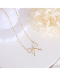 Elegant Bow Neck Chain Necklace Bow Knot Titanium Steel 18K Gold Bracelet Necklace Set