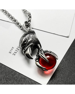 Fashion Personality Titanium Steel Retro Eagle Clip Bead Pendant Men Necklace