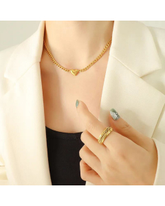 Simple Fashion Titanium Steel 18K Gold Clavicle Chain Necklace Heart Necklace