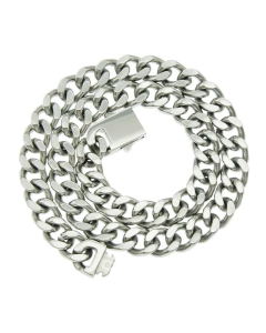 Hip-Hop Punk Glossy Stainless Steel Spring Clasp Cuban Chain Trendy Necklace