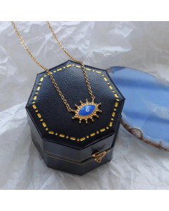 Retro Simple Blue Eyes Clavicle Chain Necklace Titanium Steel Jewelry