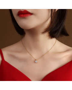 Fashion Diamond Zircon Titanium Steel Necklace