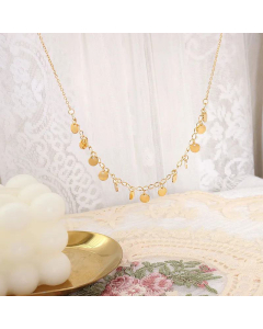 Small Disc Necklace Clavicle Chain Titanium Steel 18K Gold Plated Jewelry