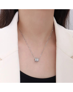 Korean Simple Titanium Steel 18K Gold-Plated Zircon Pendant Necklace