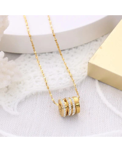 Korean Simple Titanium Steel 18K Gold-Plated Zircon Pendant Necklace