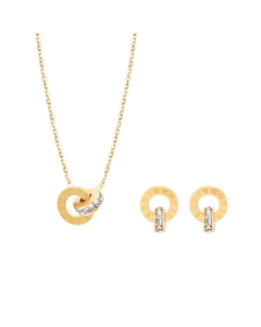 Roman Numerals Diamond Lucky Pendant Necklace Earring Set Ornaments_colorza_4