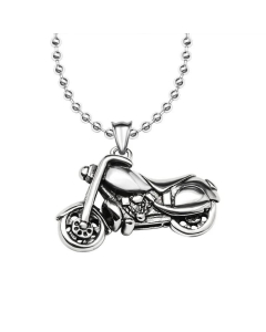 Retro Titanium Steel Men Necklace Punk Motorcycle Locomotive Pendant - Design 01