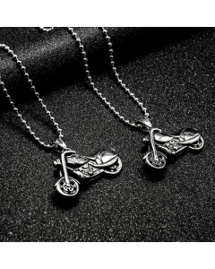 Retro Titanium Steel Men Necklace Punk Motorcycle Locomotive Pendant - two designs