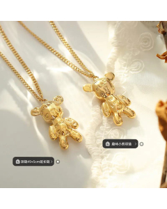 Fashion Letter Bear Pendant Titanium Steel Plated Clavicle Chain