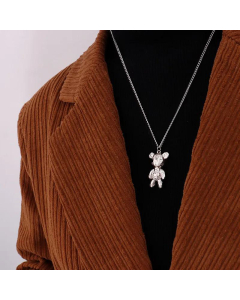 Simple Letter Bear Pendant Titanium Steel Necklace Wholesale
