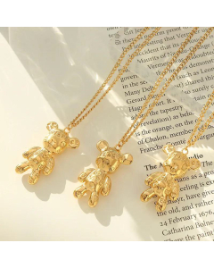 Simple Letter Bear Pendant Titanium Steel Necklace Wholesale