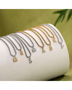 Fashion Stainless Steel  26 English Letter Twist Chain Necklace Jewelry 