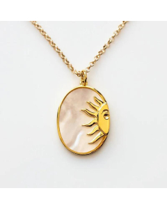 European And American Oval Brand With Sun Pendant Stainless Steel Necklace