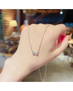 Elegant Bowknot Pendant Titanium Steel Necklace Tide Design Sense Fashion Clavicle Chain
