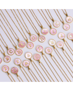 Valentine's Day Birthday Gift Round Pendant Shell Letter Necklace