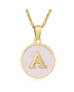 Valentine's Day Birthday Gift Round Pendant Shell Letter Necklace
