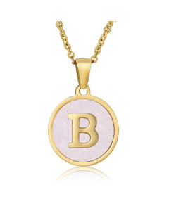 Valentine's Day Birthday Gift Round Pendant Shell Letter Necklace