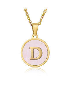 Valentine's Day Birthday Gift Round Pendant Shell Letter Necklace