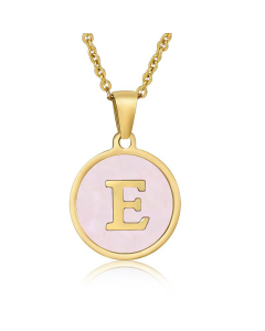 Valentine's Day Birthday Gift Round Pendant Shell Letter Necklace