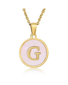 Valentine's Day Birthday Gift Round Pendant Shell Letter Necklace