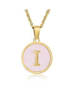 Valentine's Day Birthday Gift Round Pendant Shell Letter Necklace
