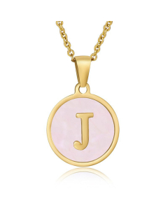 Valentine's Day Birthday Gift Round Pendant Shell Letter Necklace