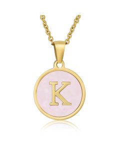 Valentine's Day Birthday Gift Round Pendant Shell Letter Necklace