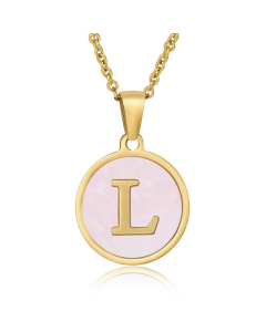 Valentine's Day Birthday Gift Round Pendant Shell Letter Necklace