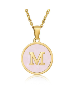 Valentine's Day Birthday Gift Round Pendant Shell Letter Necklace