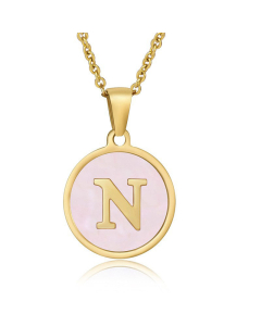 Valentine's Day Birthday Gift Round Pendant Shell Letter Necklace