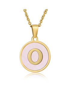 Valentine's Day Birthday Gift Round Pendant Shell Letter Necklace
