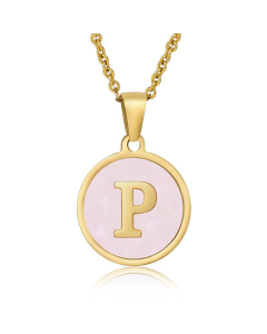 Valentine's Day Birthday Gift Round Pendant Shell Letter Necklace