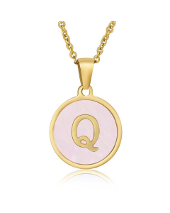 Valentine's Day Birthday Gift Round Pendant Shell Letter Necklace